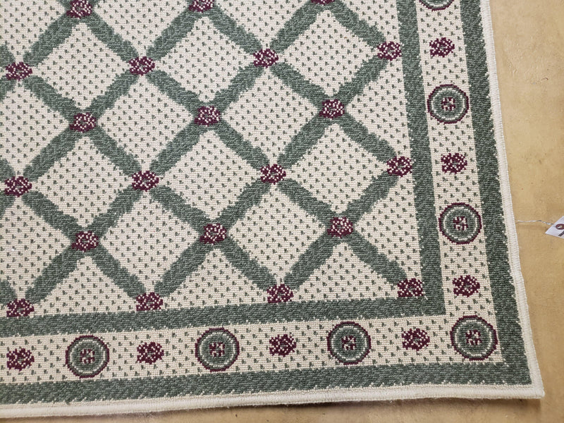 4x5 Panel Design Rug, 4' x 5' Power-Loomed Vintage Rug, Beige & Pine Green Carpet