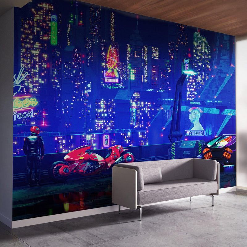 CyberPunk Futuristic City of Japan Wall Mural.