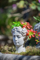 Greek Style Cement Head Planter Indoor Outdoor Home, Garden Decor - Gray by HouseOfZazla