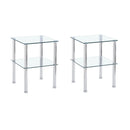 2-Piece Clear Glass Side&End Table Two Layer End table with Shelf