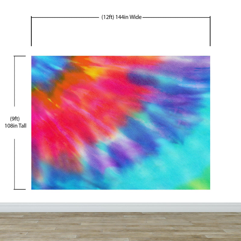 Colorful Tie-Dye Wall Mural Design. Peel and Sticker Wallpaper.