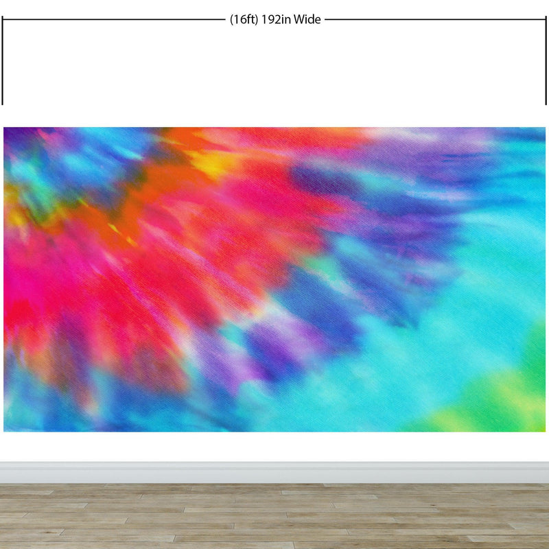 Colorful Tie-Dye Wall Mural Design. Peel and Sticker Wallpaper.