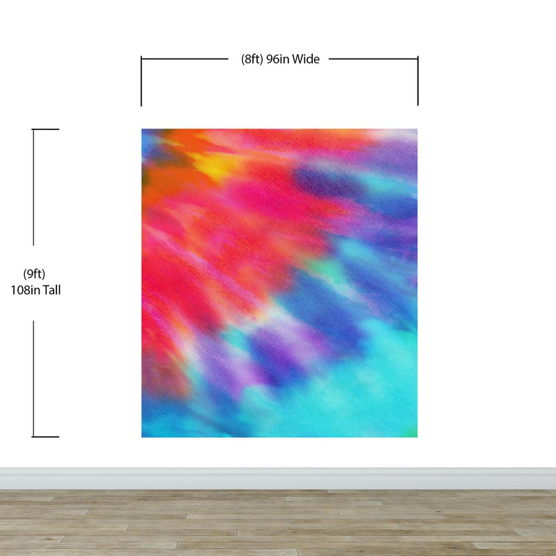 Colorful Tie-Dye Wall Mural Design. Peel and Sticker Wallpaper.