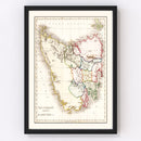 Vintage Map of Van Diemen's Land (Tasmania) 1832