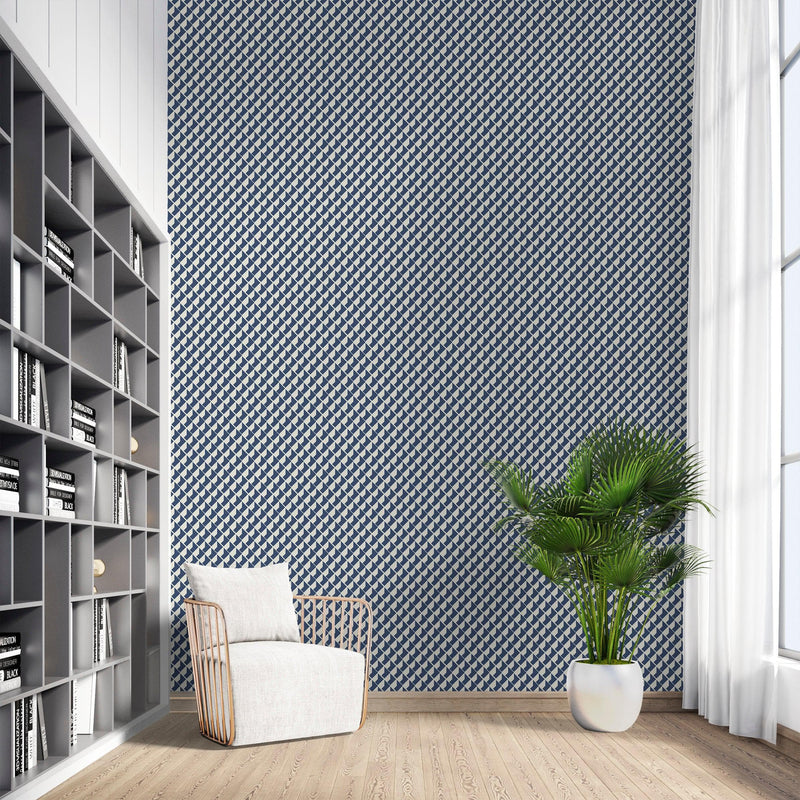 Modern Geometric Shape Pattern Wall Mural. Minimalist Mosaic Square Box Shape Bauhaus Pattern.