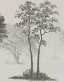 Vintage Forest Trees Wall Mural. Monochrome Abstract Sketched Art Design. Peel and Stick Wallpaper | Removable Wall Mural.