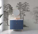 Vintage Forest Trees Wall Mural. Monochrome Abstract Sketched Art Design. Peel and Stick Wallpaper | Removable Wall Mural.