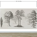 Vintage Forest Trees Wall Mural. Monochrome Abstract Sketched Art Design. Peel and Stick Wallpaper | Removable Wall Mural.