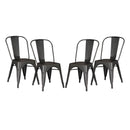 Set of 4 Stackable Metal Dining Chairs, Modern Industrial Slat Back by HouseOfZazla