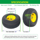 Set of 2 15x6.00-6 Lawn Mower Tires and Wheel Assembly