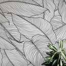 Banana Leaves Wallpaper, Palm Leaves Line Art Pattern Peel and Stick Wall Mural.