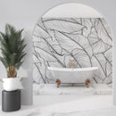 Banana Leaves Wallpaper, Palm Leaves Line Art Pattern Peel and Stick Wall Mural.