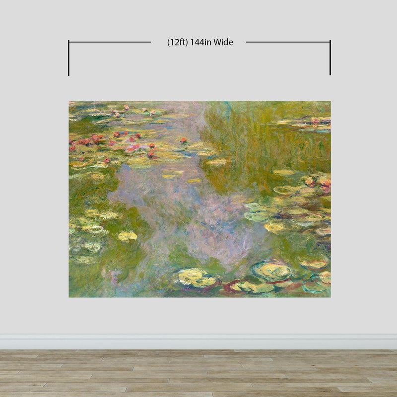 Monet Painting, Water Lilies (From 1919). Peel and Stick Wallpaper Wall Mural.