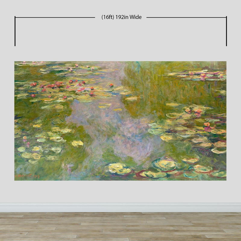 Monet Painting, Water Lilies (From 1919). Peel and Stick Wallpaper Wall Mural.