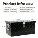 20 Inch Black Aluminum Tool Box 5 Bar Tread Flatbox for Truck Car Outdoor Trailer Pickup Underbody RV ATV Storage Tools Organizer with Lock Side Handle and Keys
