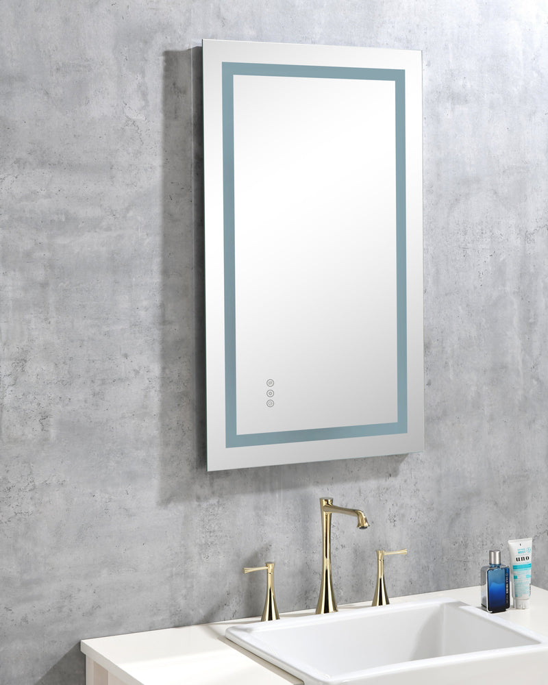40x24 LED Lighted Bathroom Wall Mounted Mirror with High Lumen+Anti-Fog Separately Control+Dimmer Function