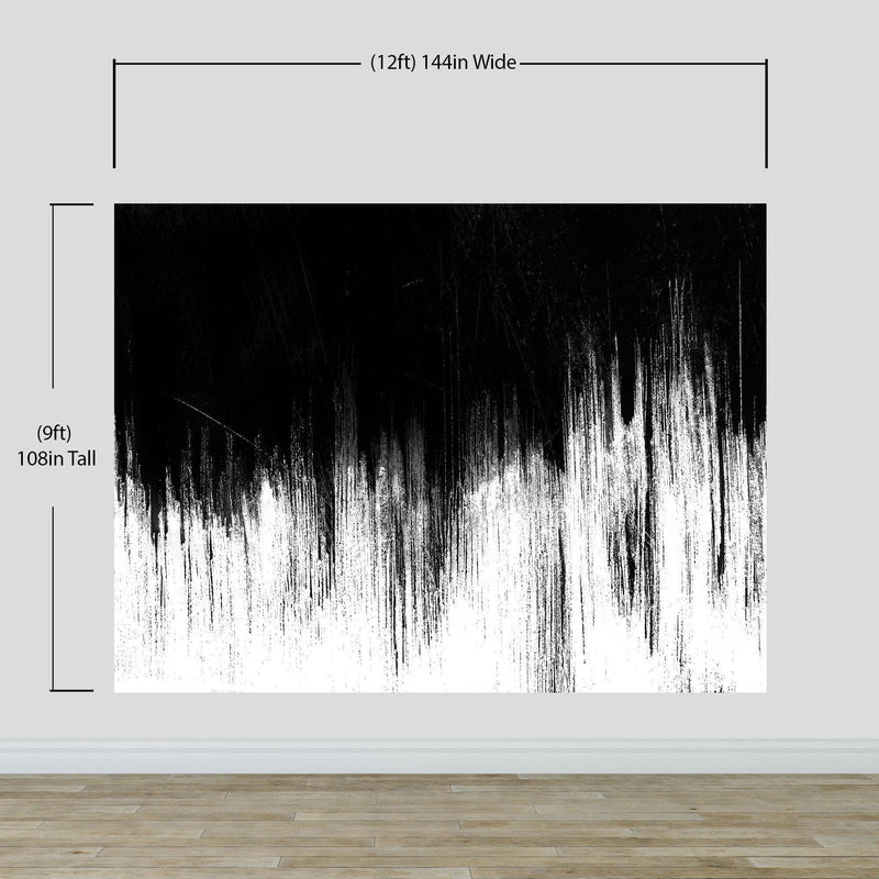 Black and White Grunge Line Art Wall Mural / Peel and Stick Wallpaper.