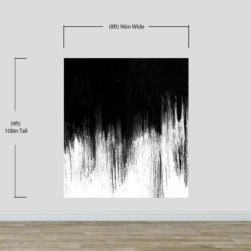 Black and White Grunge Line Art Wall Mural / Peel and Stick Wallpaper.