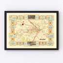 Vintage Map of How To Get To Wembley 1922