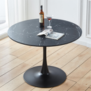 42.1"Black Tulip Table Mid-century Dining Table for 4-6 people With Round Mdf Table Top, Pedestal Dining Table, End Table Leisure Coffee Table