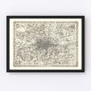 Vintage Map of London, England 1886