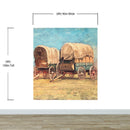Western Cowboy Theme Wall Mural Decor. Study of Covered Wagons by Samuel Colman. Painting Artwork. Peel and Stick Wallpaper.