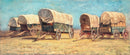 Western Cowboy Theme Wall Mural Decor. Study of Covered Wagons by Samuel Colman. Painting Artwork. Peel and Stick Wallpaper.