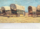 Western Cowboy Theme Wall Mural Decor. Study of Covered Wagons by Samuel Colman. Painting Artwork. Peel and Stick Wallpaper.