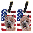 Norwich Terrier with American Flag USA Luggage Tag