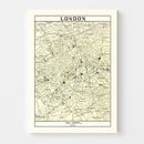 Vintage Map of London, England 1901