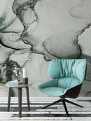 Abstract Black and White Fluid Alcohol Ink Painting Wall Mural. Peel and Stick Wallpaper.