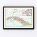 Vintage Map of Cuba 1901