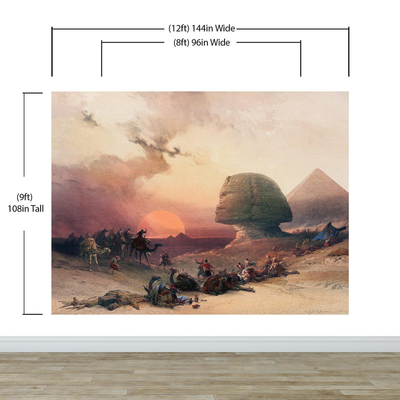 Ancient Egypt Pyramids Wall Mural. Approach of the Simoom Desert of Gizeh illustration by David Roberts.