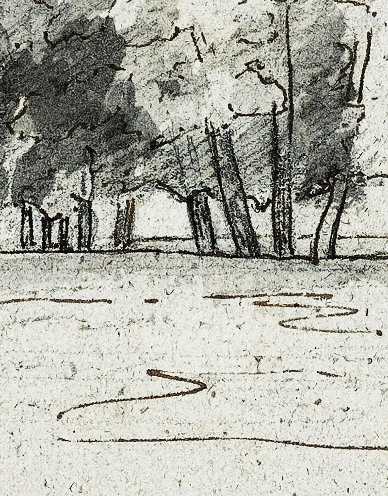 Forest Trees Wallpaper Peel and Stick Mural, Grove of Trees Drawing by Camille Pissarro.