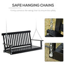 2-Seater Hanging Porch Swing Outdoor Patio Swing Chair Seat with Slatted Build and Chains, 440lbs Weight Capacity, Black