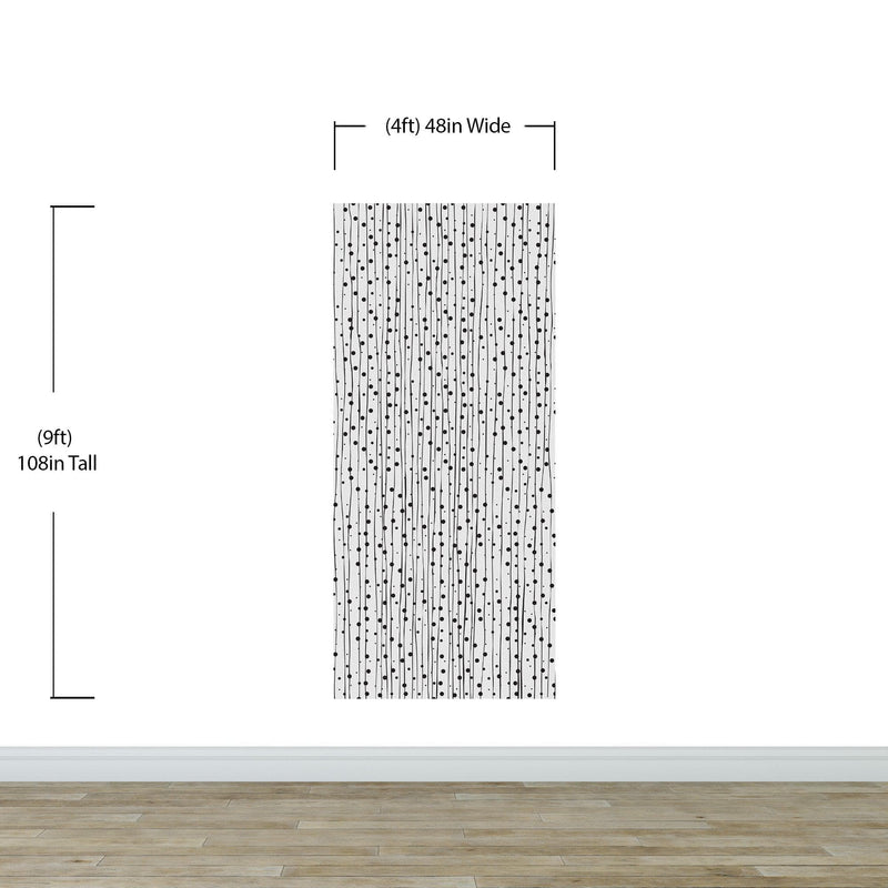 Stylish Hand-drawn Thin Vertical Lines and Dots Wall Mural Pattern. Peel and Stick Wallpaper.