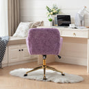 Office Chair, Artificial Rabbit Hair Home Office Chair With Metal Base, Adjustable Desk Chair Swivel Office Chair, Vanity Chair by HouseOfZazla