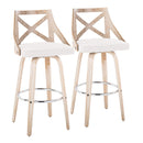 Charlotte - Farmhouse Fixed Height Bar Stool With Swivel And Round Footrest (Set of 2) by HouseOfZazla