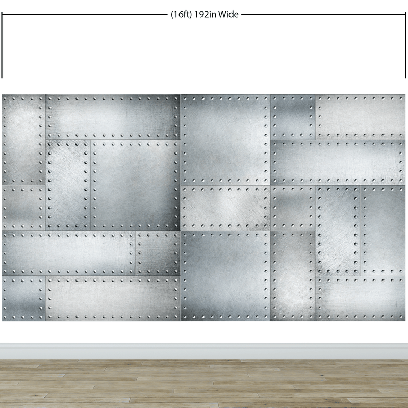 Stainless Steel Metal Grunge Design Wall Mural. Industrial Theme Peel and Stick Wallpaper.