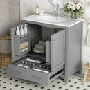 Bathroom Vanity With Single Sink, Combo Cabinet Undermount Sink, Bathroom Storage Cabinet With Two Doors And A Drawer, Soft Closing, Multifunctional Storage, Solid Wood Frame by HouseOfZazla