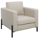 Schwan - Upholstered Track Arm Accent Chair - Oatmeal by HouseOfZazla