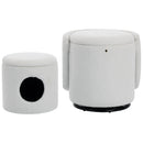 Barrel Chair & Built In Storage, 360° Swivel - Beige by HouseOfZazla