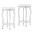 Set of 2 15 Inch 2-Tier Round End Table with Storage Shelf