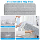 Mop Bucket with Wringer Set Flat Floor Mop Clean and Dry Separate Bucket 3 Replaceable Pads Hands Free Home Floor Cleaning Mop Reusable Washable Mop P