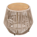 Acacia Wood Side Table with Beige Rope Base by HouseOfZazla