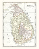 Vintage Map of Ceylon (Sri Lanka) 1901