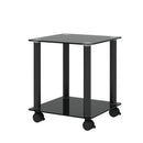 2-Piece Black Side Table, 2-Tier Space End Table, Modern Night Stand, Sofa table, Side Table with Storage Shelve