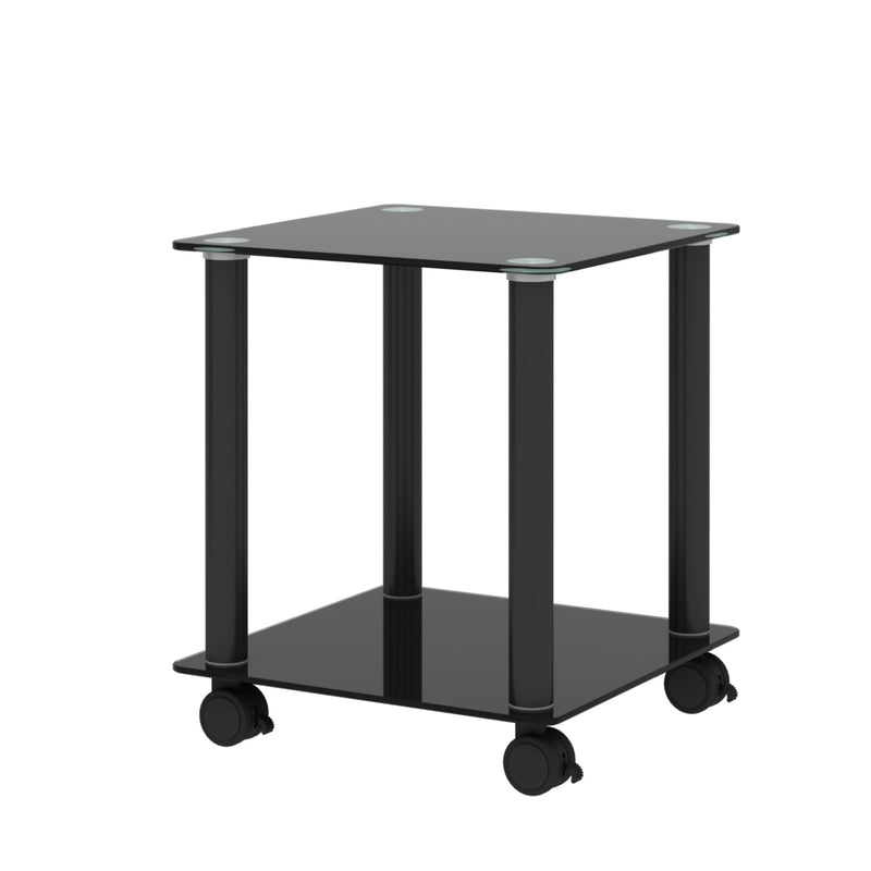2-Piece Black Side Table, 2-Tier Space End Table, Modern Night Stand, Sofa table, Side Table with Storage Shelve