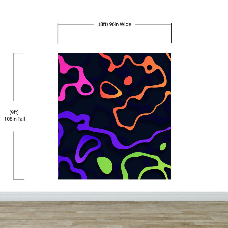 Colorful Abstract Fluid Lines Wallpaper. Peel and Stick Wall Mural.