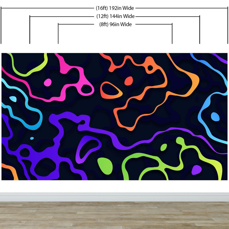 Colorful Abstract Fluid Lines Wallpaper. Peel and Stick Wall Mural.